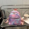 Mini backpack in pastel pink purple gradient with love heart print and floral zipper - Purple