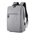 Mochila gris minimalista con puerto de carga USB y correas transpirables - Gris