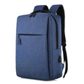 Mochila minimalista azul oscuro para portátil con puerto USB en vista lateral - Azul oscuro