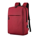 Mochila minimalista rojo oscuro con puerto USB y tejido impermeable de alta calidad - Rojo