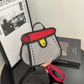 2D cartoon stijl canvas crossbody tas met gedurfde zwarte contouren in rood en grijs - Rood