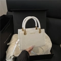 Borsa a mano bianca a rilievo serpente con manico intrecciato e dettagli dorati - Bianco