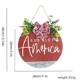 Details zum God Bless America Holzschild mit Juteschleife und künstlichem Grün - America Schriftzug Stil