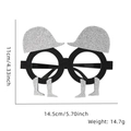 Detail view of horse racing party glasses showing frame dimensions and top hat decoration - Silver Equestrian Hat Style