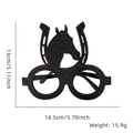Detailed size chart of black horse head party glasses frame with 13cm height dimension - Single Black Horse & Horseshoe Style