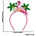 Serre-tête de fête flamant rose avec feuilles de palmier vertes et dimensions pour plage - Flamant Rose & Cocotier