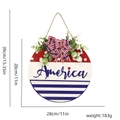 Letrero de puerta America de 28cm con lazo patriótico y decoración de verdor - Estilo de Letras America