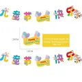 Banderole colorée Happy Children's Day en papier avec motifs de manège et ballons - Bannière de Lettres Festives et de Carrousel (LU-10)