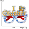 Oktoberfest feestbril met blauw ruitjespatroon en tekst I Love Oktoberfest 16x11cm - Eén maat / Gele Letter Ruit Stijl Bril