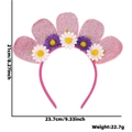 Serre-tête de fête hawaïen avec base pailletée et marguerites mauves et blanches, 21x23,7cm - Style Pétale
