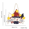 Wooden Happy 4th of July hanging sign with stars, 28cm American Independence Day door decor - Fireworks and Stars Combo Style