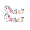 Banderole licorne en papier pour la fête des enfants aux couleurs pastel douces - Bannière Joyeuse Enfantine de Licorne de Rêve (LU-17)