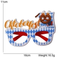Blauw-wit geblokte Oktoberfest partybril met bierpul en krakeling decoraties - Eén maat / Blauwe Ruit Stijl Bril