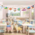 Bannière de fête espace avec astronautes et fusées pour déco d'anniversaire enfant - Bannière Thème Astronaute de l'Espace et Planètes (LU-18)
