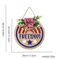 Independence Day round wooden welcome sign with Freedom text and blue flag bow decoration - Freedom Letter Style (With LED)