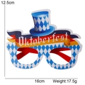 Oktoberfest feestbril met blauwe hoed decoratie en Beierse ruitpatroon details - Eén maat / Blauwe Hoed Vlag Stijl Bril