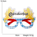 Blauw-wit geblokte Oktoberfest feestbril met gele leeuwenmotieven en festivaltekst - Eén maat / Leeuw Letter Stijl Bril