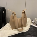 Bolso bucket minimalista caqui de cuero PU mate con correa de hombro ajustable ancha - Caqui