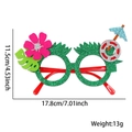 Lunettes de fête tropicales avec fleurs d'hibiscus roses et feuilles de palmier vertes - Style Bouée Fleur