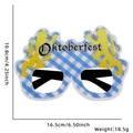 Blauw-witte Oktoberfest feestbril met gele leeuwen en afmetingen voor verkleedpartijen - Eén maat / Leeuw Blauw Wit Gingham Stijl