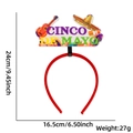Serre-tête Cinco de Mayo rouge avec mini guitare et sombrero, taille 24x16,5cm - Style Sombrero Guitare Lettre