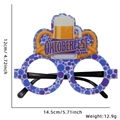 Oktoberfest feestbril met bierpullen, pretzels en een blauw gestippeld montuur - Eén maat / Blauw Paars Stippen Bierstijl Bril