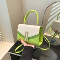 Bolso bandolera minimalista en verde y blanco con elegante hebilla en H dorada - Verde