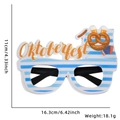 Oktoberfest feestbril met blauwe strepen, pretzel en viltdecoraties van bierpul - Eén maat / Blauw Wit Gestreepte Stijl Bril