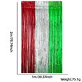 Tenda a frange tricolore Rosso Argento Verde 1m x 2m per fondale di Natale - 1m*2m