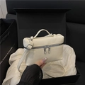 Creamy white litchi textured small square crossbody bag in premium gift box - White