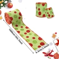 Christmas green burlap ribbon with red dots and gold wired edge for tree decor - Color Polka Dot Green