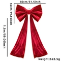 Large 80cm red velvet wedding bow decoration with long tassels and pearl strings - Long Trailing Style / Red