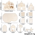 DIY wooden Eid moon mosque decoration kit with dimensions and component layout - Mosque And Camel Style (Middle East Puzzle Ornament A)