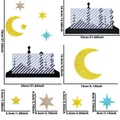 Eid Moon and Star wall stickers set with gold glitter crescent and castle silhouette - Star Moon Palace