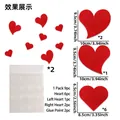 Size guide for red heart felt wall stickers set including nine pieces in three sizes - Multiple Hearts Style