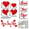 Red felt heart party wall sticker kit with love lettering and adhesive dots - Love You Bye Letters with Hearts