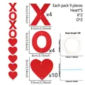 Ghirlanda di San Valentino in feltro rosso XO e cuori con corda da 3 metri - Stile Cuore XOXO Rosso