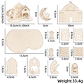 DIY Ramadan wood ornament kit featuring mosque silhouette and crescent moon dimensions - Crescent Star Style (Middle East Puzzle Ornament C)