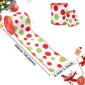 Christmas ribbon with red and green glitter dots on white background, 6.3cm wide - Color Polka Dot White