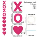 Ghirlanda di San Valentino in feltro magenta con cuori, XO e cordoncino da 3m - Stile Cuore XOXO Rosa Rosso