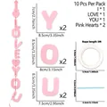 Set striscione I LOVE YOU in feltro rosa con cuori e corda 3m per decorazioni - Stile I Love You Rosa