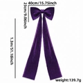 Lazo grande de terciopelo morado de 1,3 m con cintas largas para decoración de fiestas - Morado / Grande (Cola 130cm)