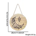 Targa in legno luna da 28cm con corda appesa e specifiche delle dimensioni - Stile Tondo Eid Mubarak con LED (Stile D)
