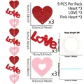 Red glitter hearts and LOVE letter banner set with 3M string for Valentine decor - Connected Love Heart Style