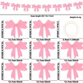 Pink glitter felt bow garland with 8 bows and 3m string for Mother's Day party decor - Butterfly Bow (Pink Felt Bow Style) / Pink