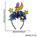 Blauer Lametta-Haarreif mit Mond und Stern sowie Maßen 27cm mal 20cm - Einheitsgröße / Stern-Mond Palasttor-Stil