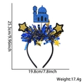 Eid-Haarreif mit blauer Moschee-Silhouette und Goldsternen, Maße 25,3 x 19,8 cm - Lametta Haarreif / Schloss-Stern-Stil