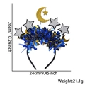 Haarreif mit Stern und Mond, blauem Lametta und Glitzer-Ornamenten für Festlichkeiten - Einheitsgröße / 4 Sterne und Mond Stil