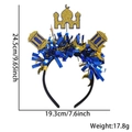 Blauer und goldener Eid-Haarreif mit Mond-Stern-Motiv und Maßen 24,5 cm x 19,3 cm - Lametta Haarreif / Schloss-Laternen-Stil