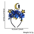 Haarreif mit Stern und Mond, blauen Lametta-Fransen und Goldglitzer für Partys - Lametta Haarreif / Stern-Mond Antike Laterne Stil